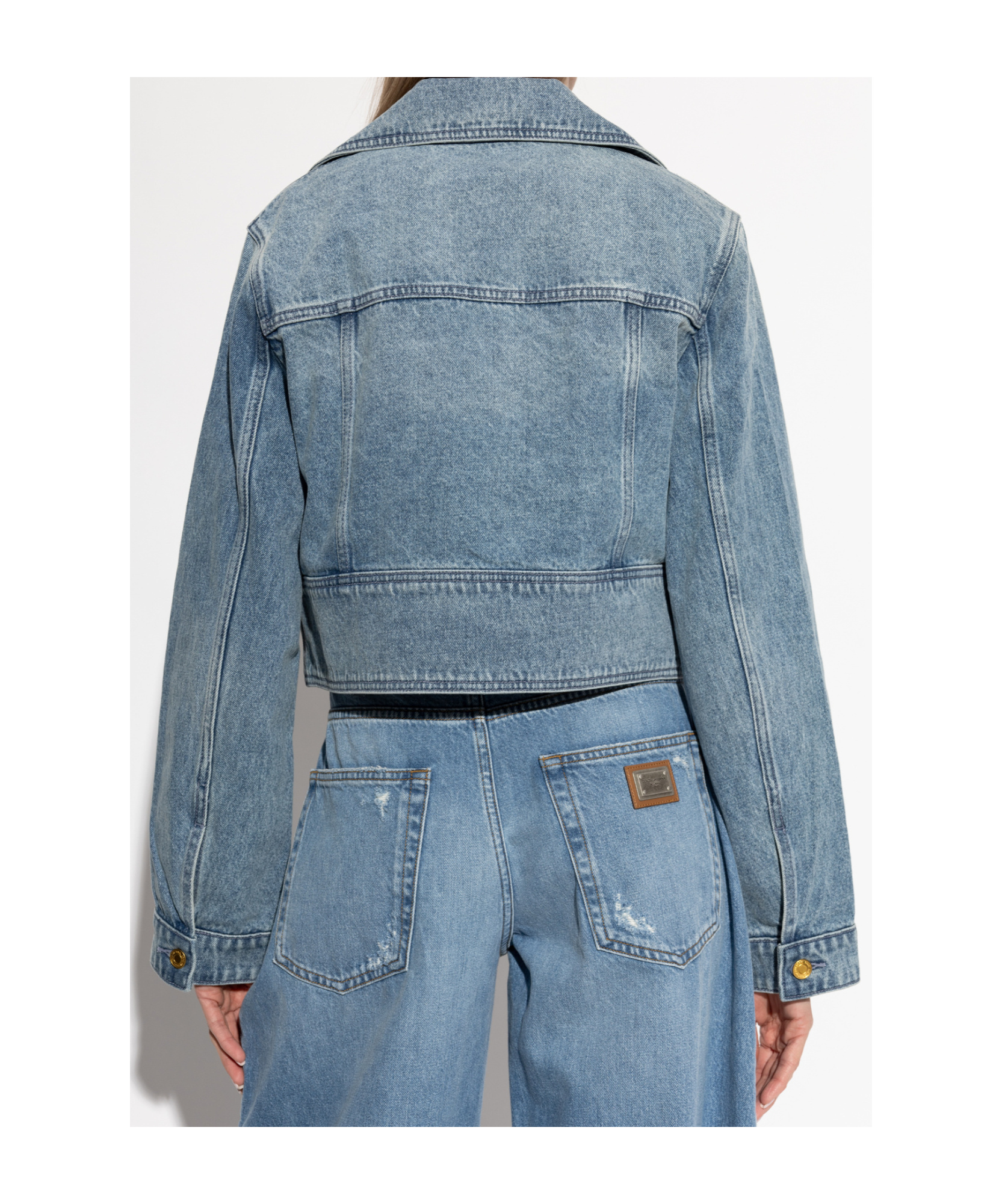 Michael Michael Kors Button Cropped Jacket In Blue