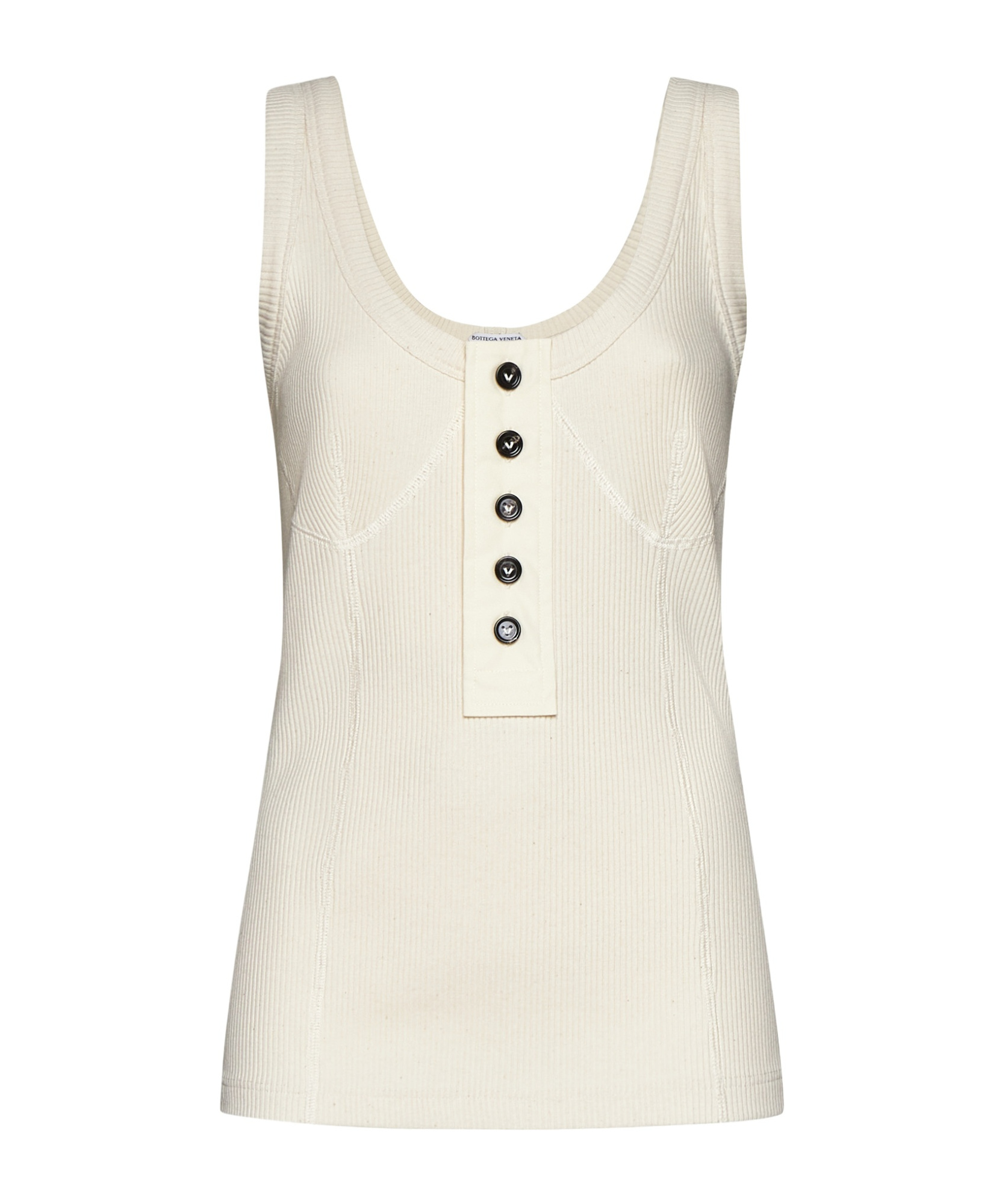 Bottega Veneta Ribbed Knit Cotton Tank Top In White