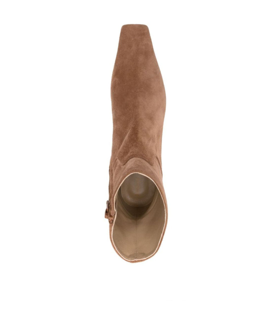 Khaite Square-toed Short Boots In Brown