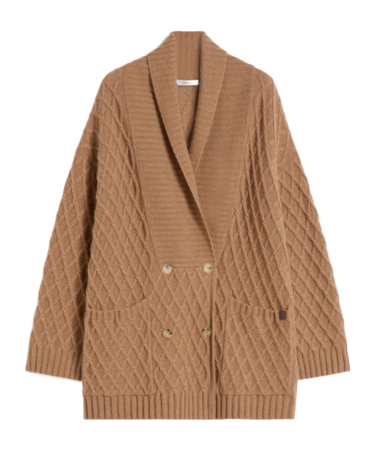 Max Mara Double-breasted Camel-yarn Cardigan In Brown