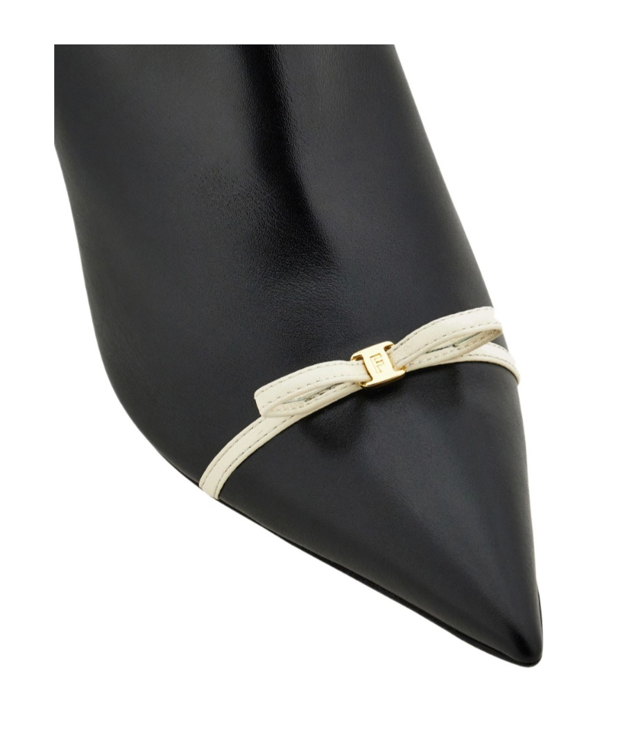 Ferragamo Pointed Ankle Boot With Mini Bow Detail In Black