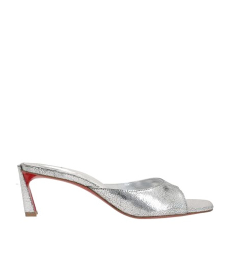 Christian Louboutin Metallic Slip-on Sandals In Gray