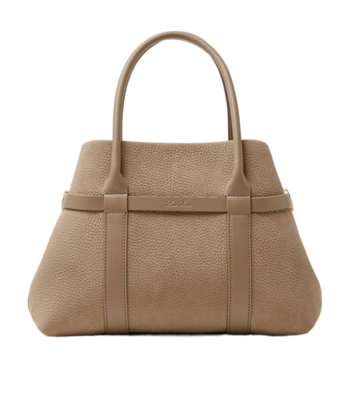 Loro Piana Ghiera Small Handbag In Smoky Brown/sun Gold