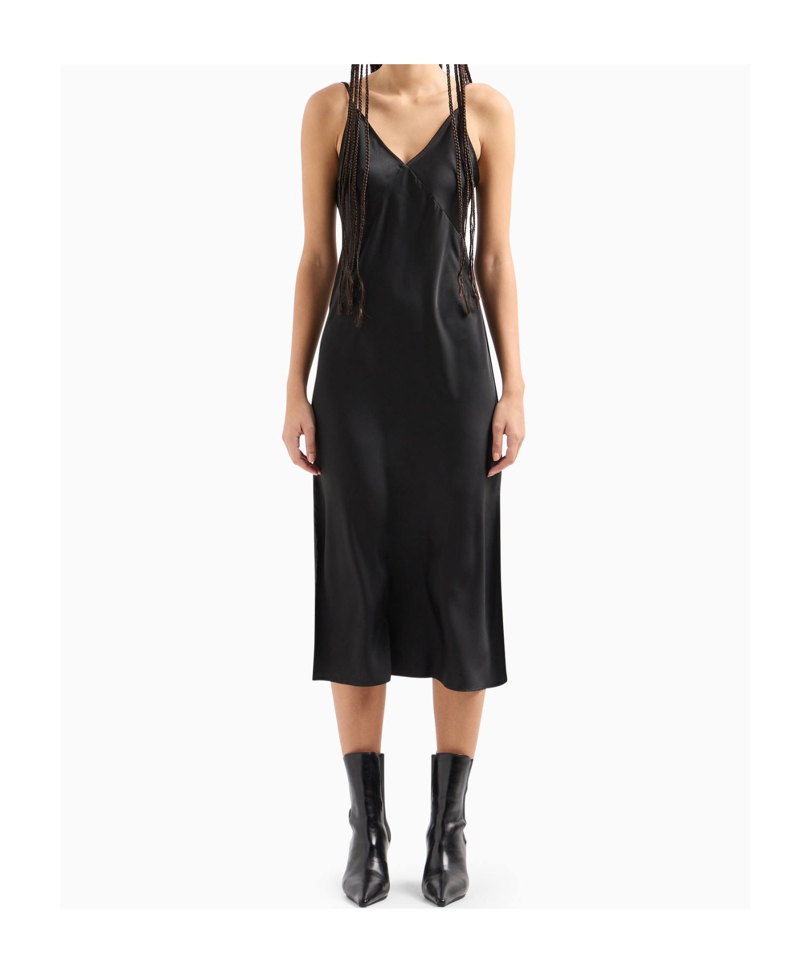 Armani Exchange Suspender Dress In Black
