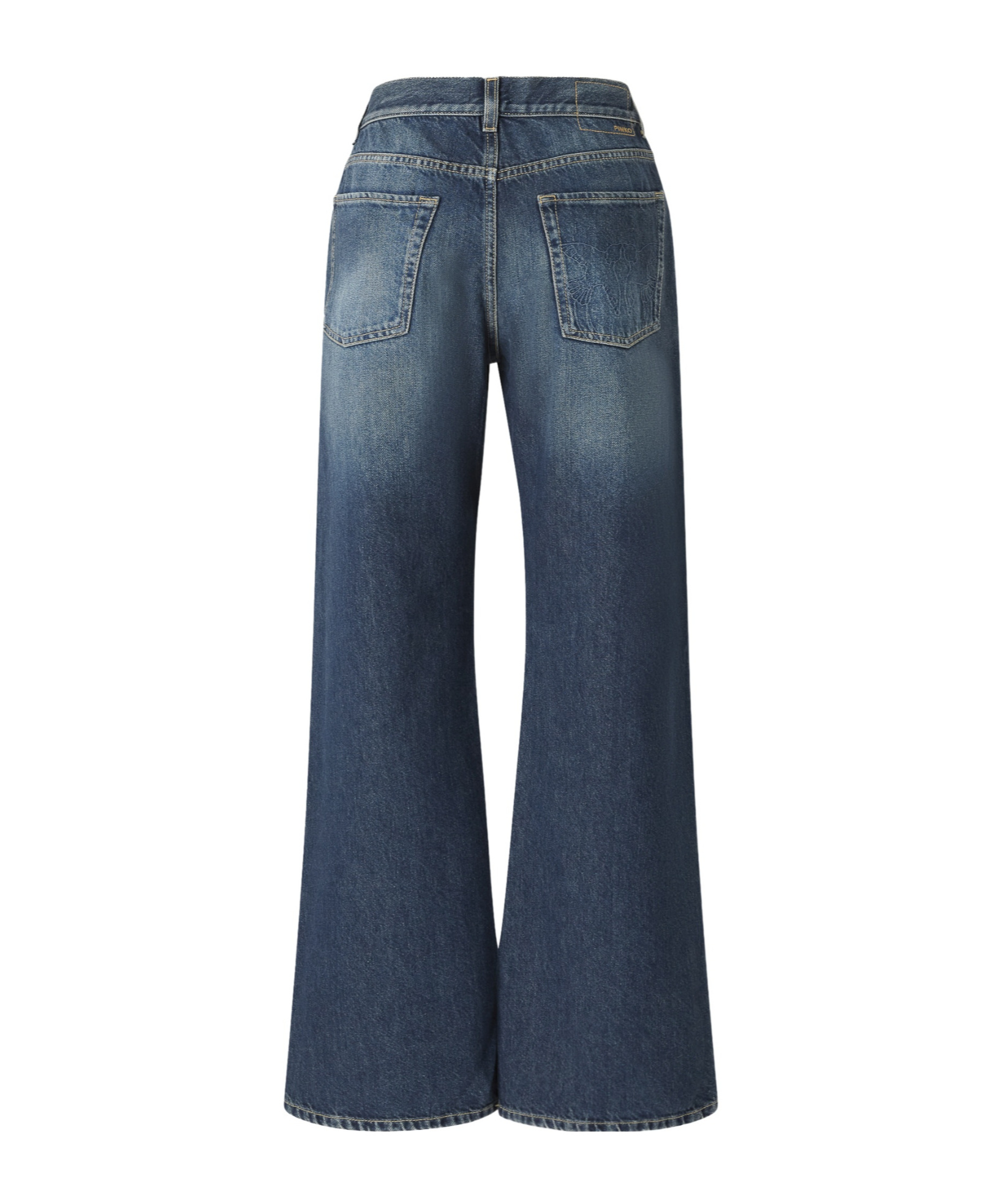 Pinko Wanda Wide Leg Jeans In Medium Dark Vintage Wash In Blue