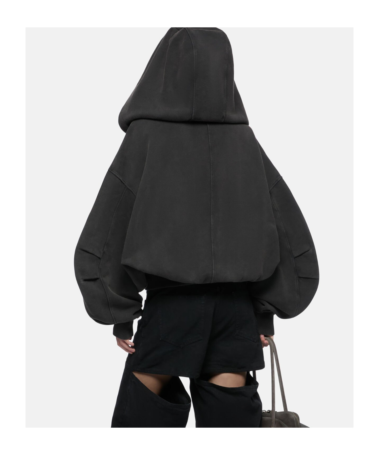 Attico Hooded Double-knit Fleece Sweatshirt In Black