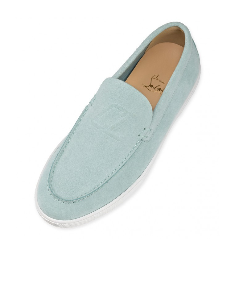 Christian Louboutin Calf Leather Boat Shoes In Gray