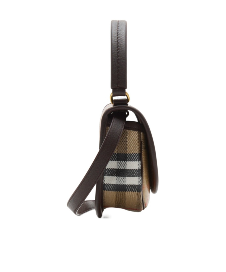 Burberry Check Motif Crossbody Handbag With Removable Strap In Nude