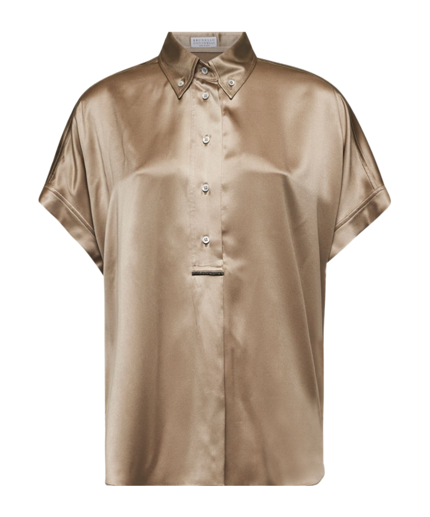 Brunello Cucinelli Satin Blouse In Nude