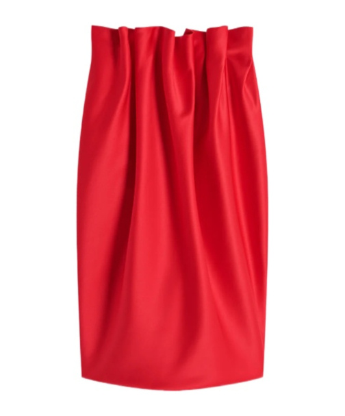 Simone Rocha Pleated Satin Pencil Skirt In Red