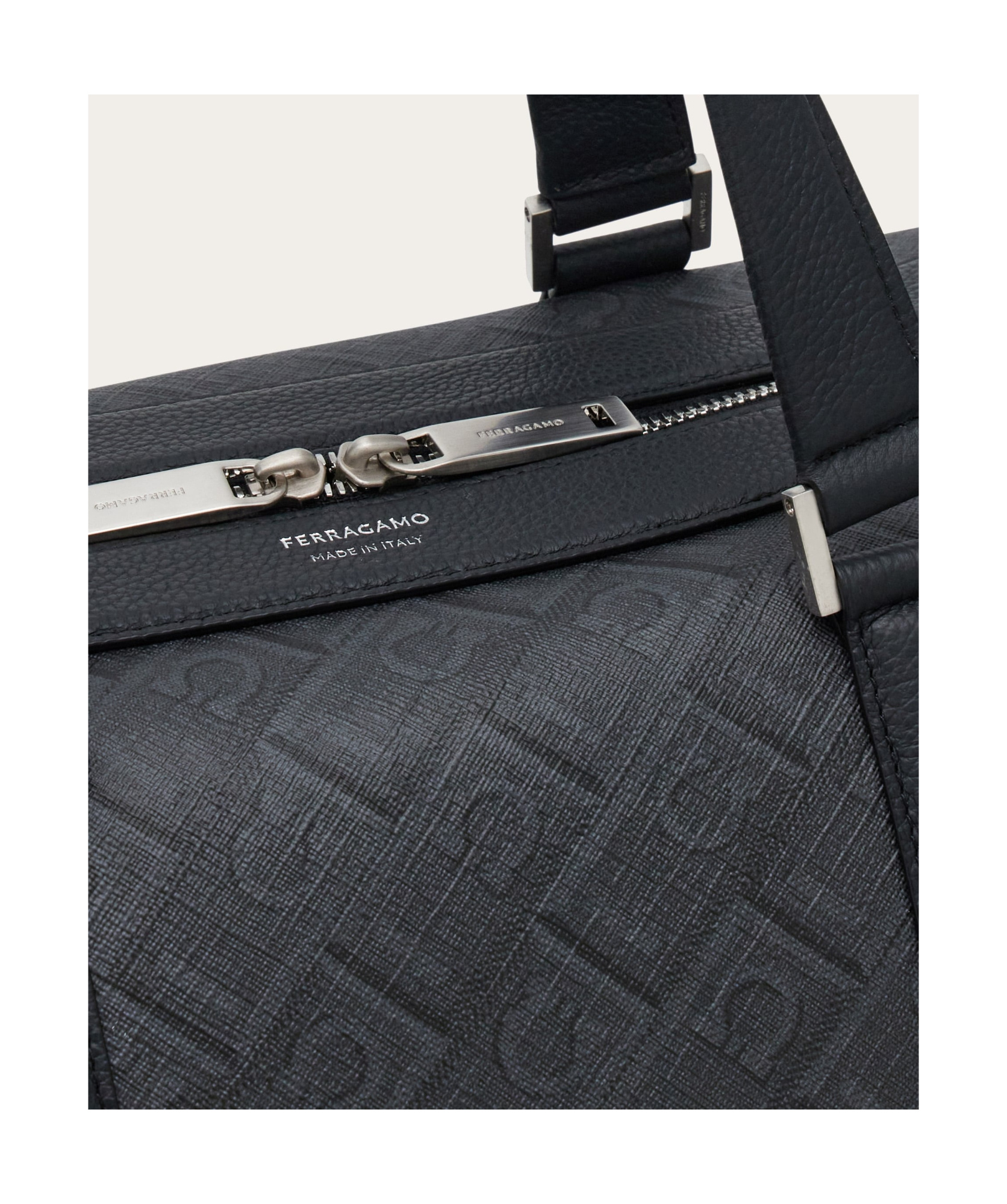 Ferragamo Monogram-print Duffle Bag In Black/gray