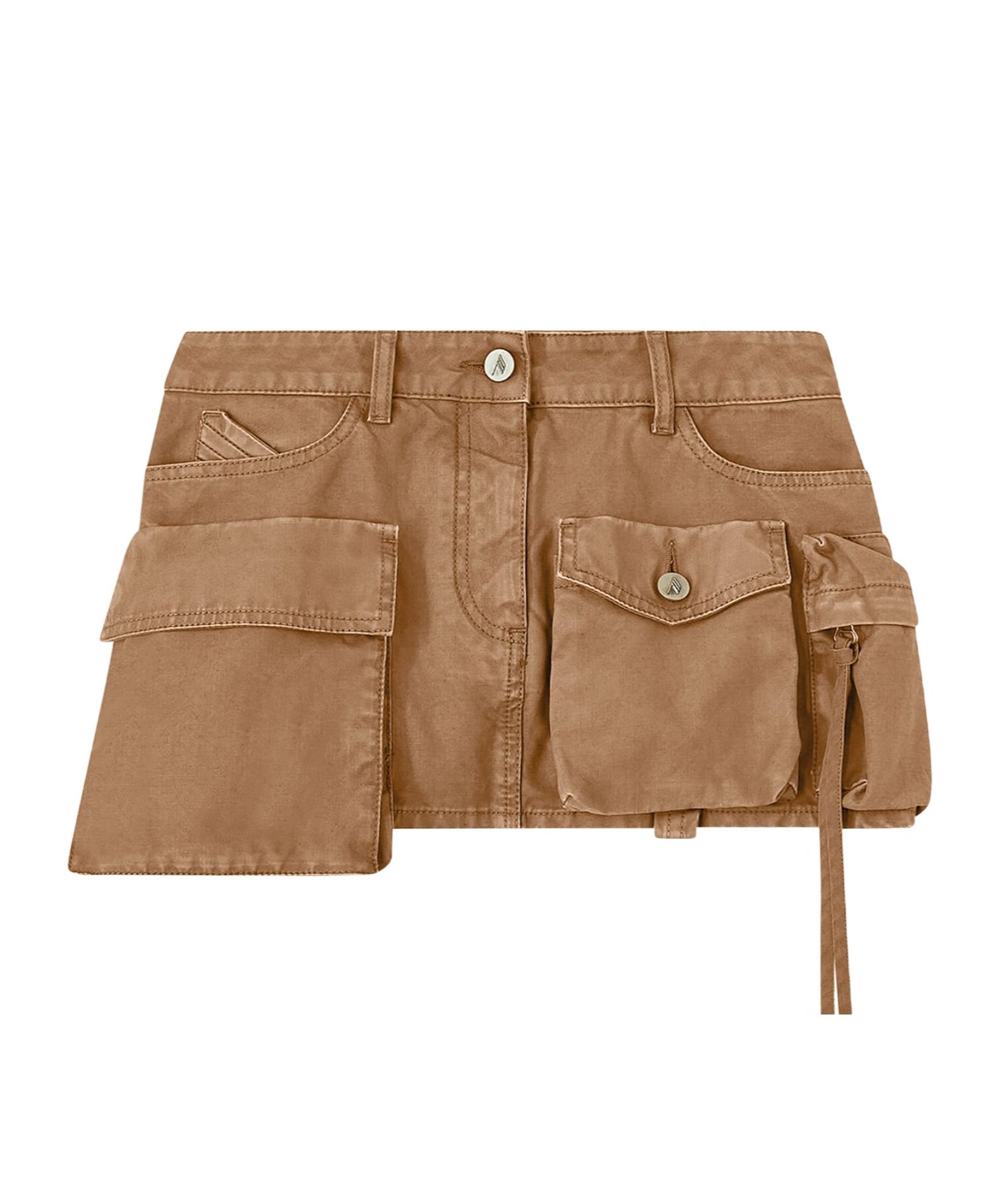 Attico Fay Denim Cargo Miniskirt In Brown