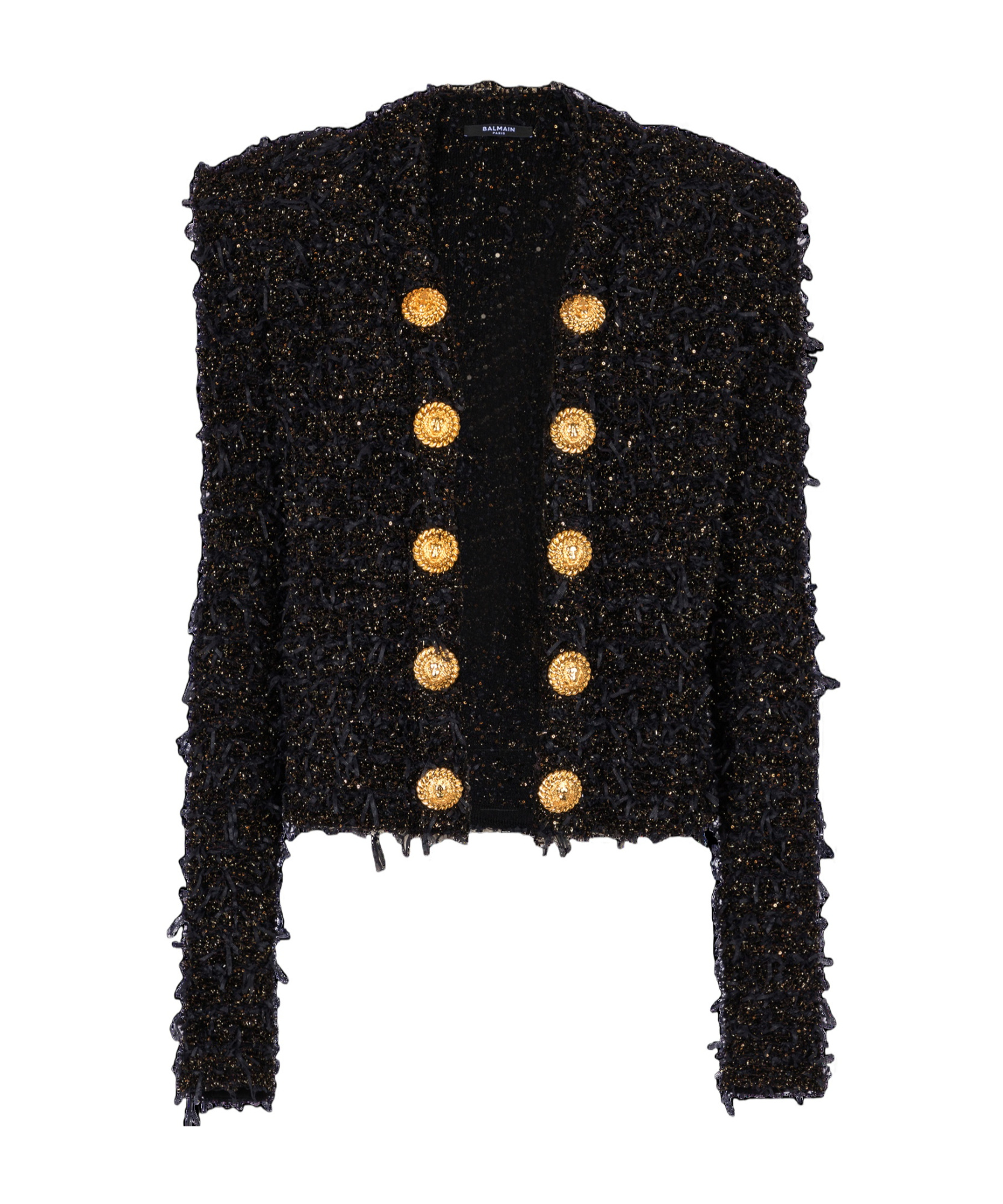 Shop Balmain Edge-to-edge Tweed Jacket In Black