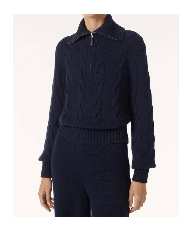 Loro Piana Napier Mock Neck Sweater In Blue