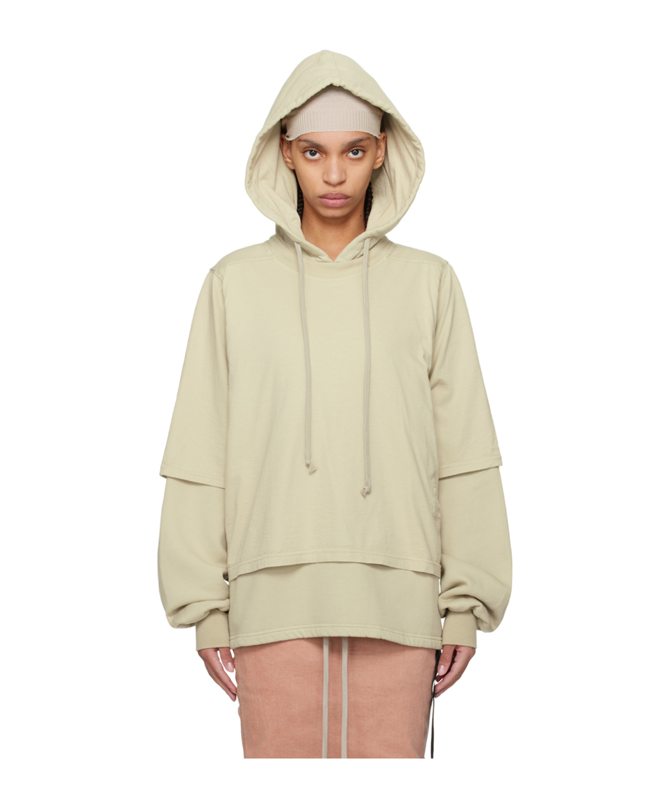 Rick Owens Drkshdw Off-white Hustler Hoodie In Gray