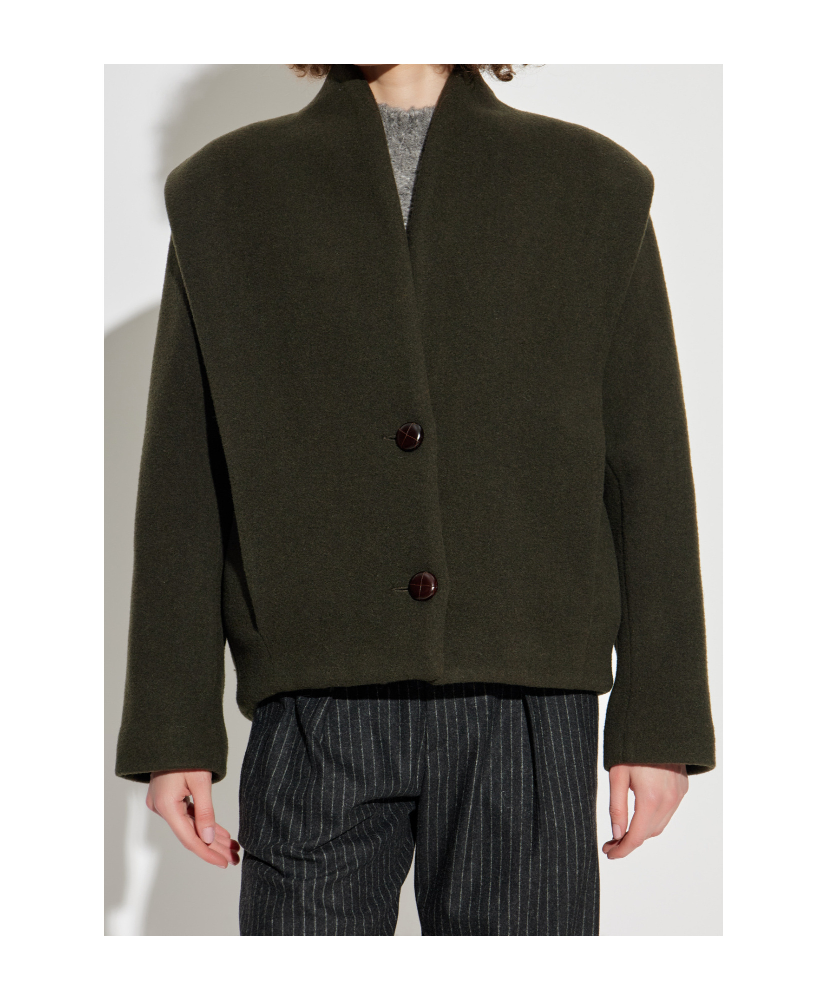 Isabel Marant Long Sleeve Short Coat In Green