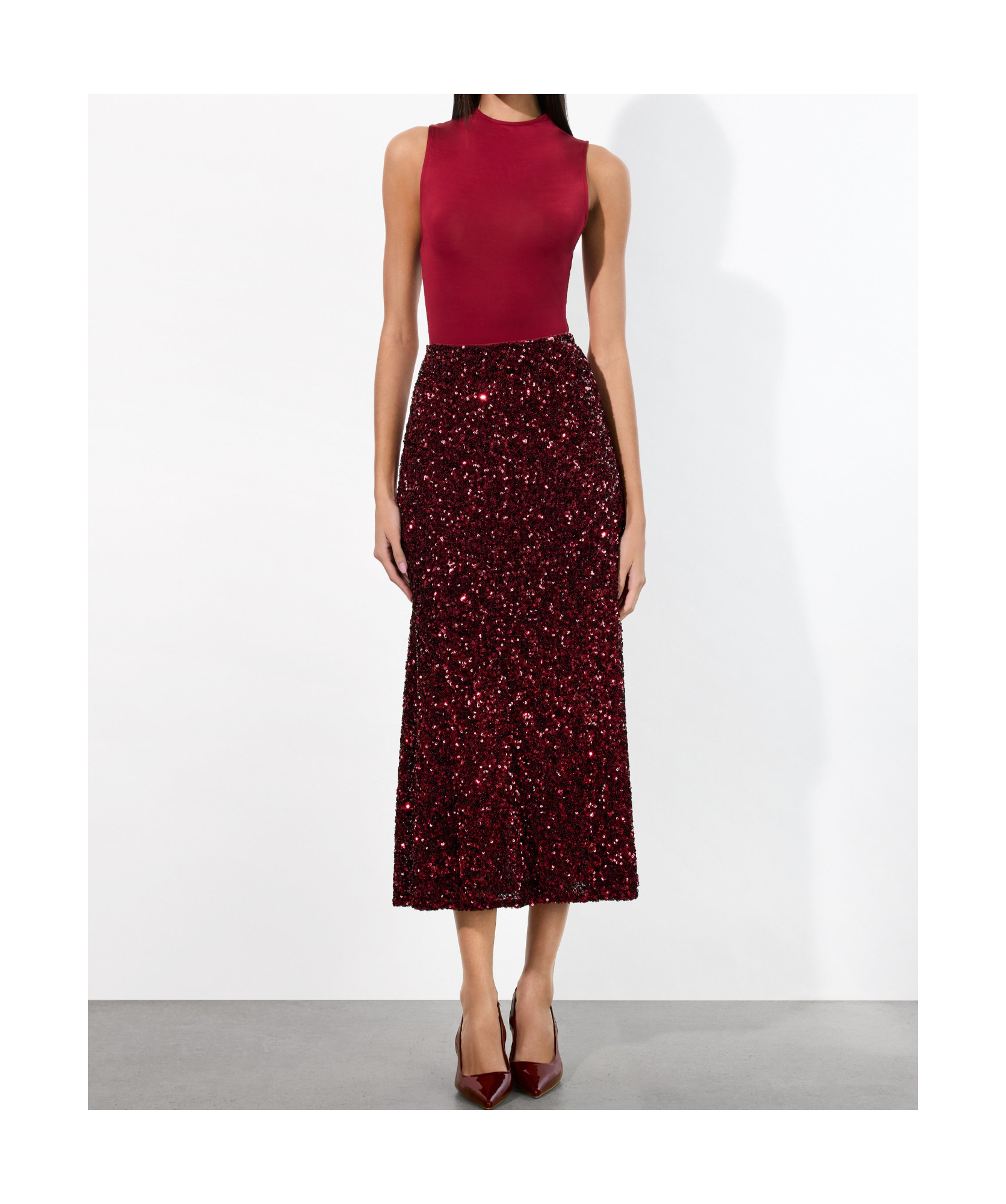 Alice And Olivia Sequin-embellished Flared Skirt In Brown