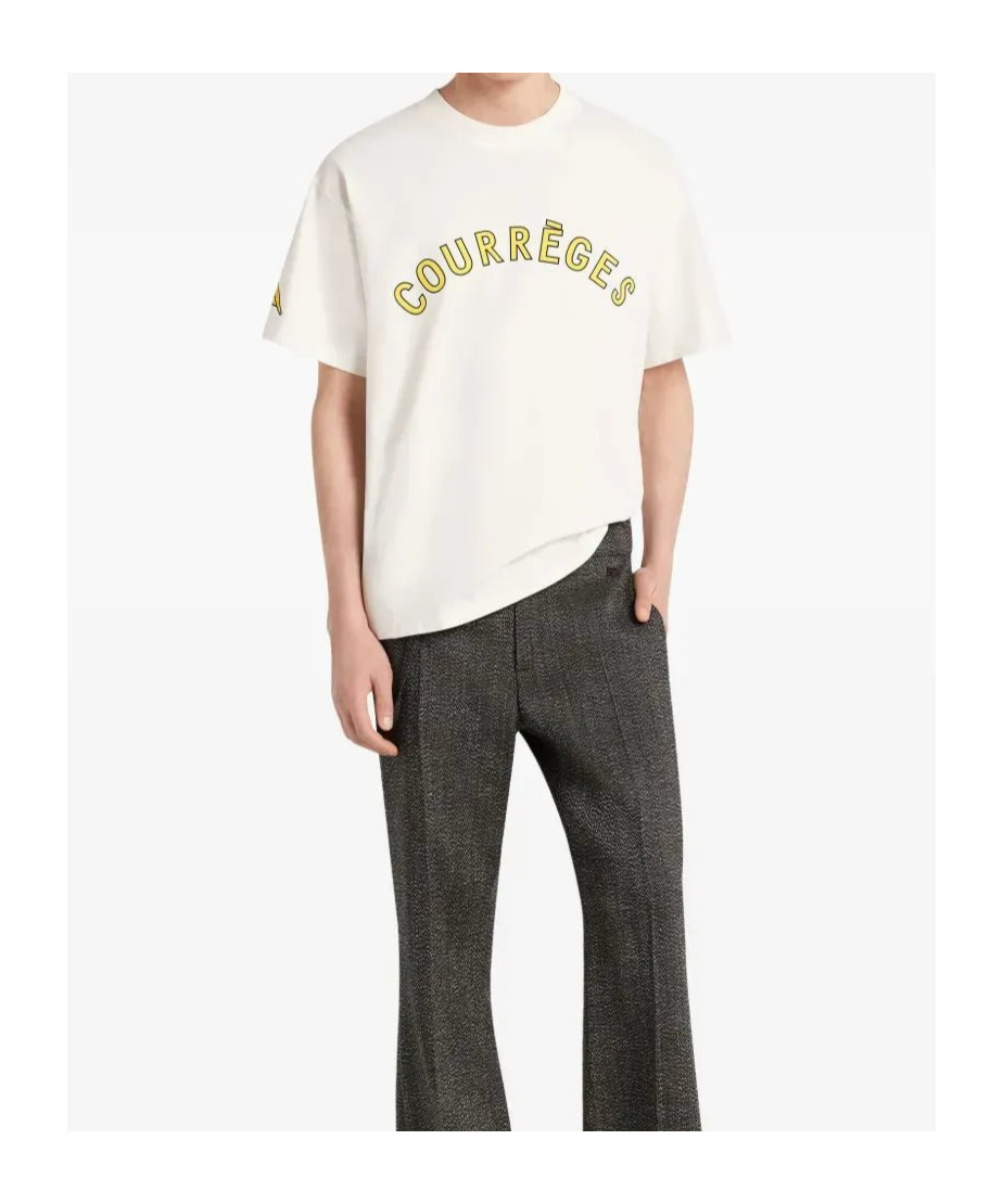 Courrèges Crew Neck Short-sleeved T-shirt In Neutral