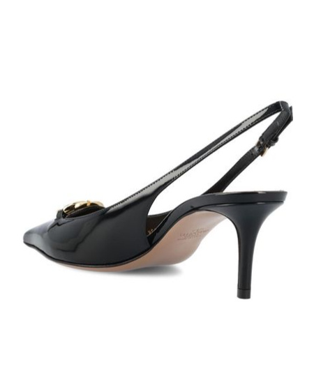 Valentino Slingback Vlogo The Bold Edition Black Calfskin Pumps In Black