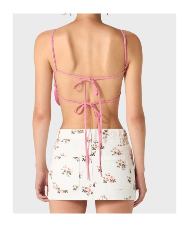 Blumarine Rose Effect Gabardine Sling In Pink