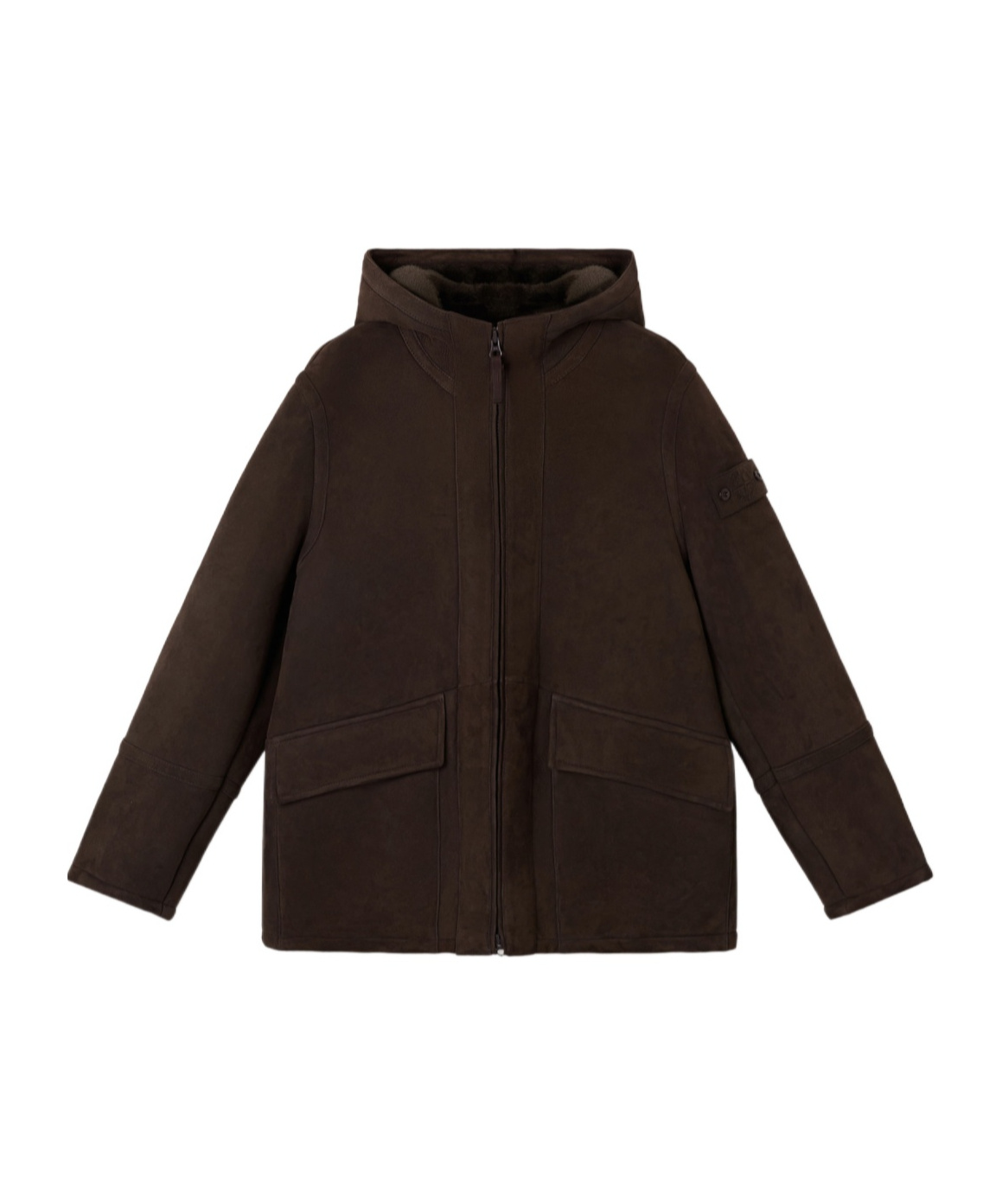Stone Island Hooded Jacket With Anti-drop And Treated Interior In Brown