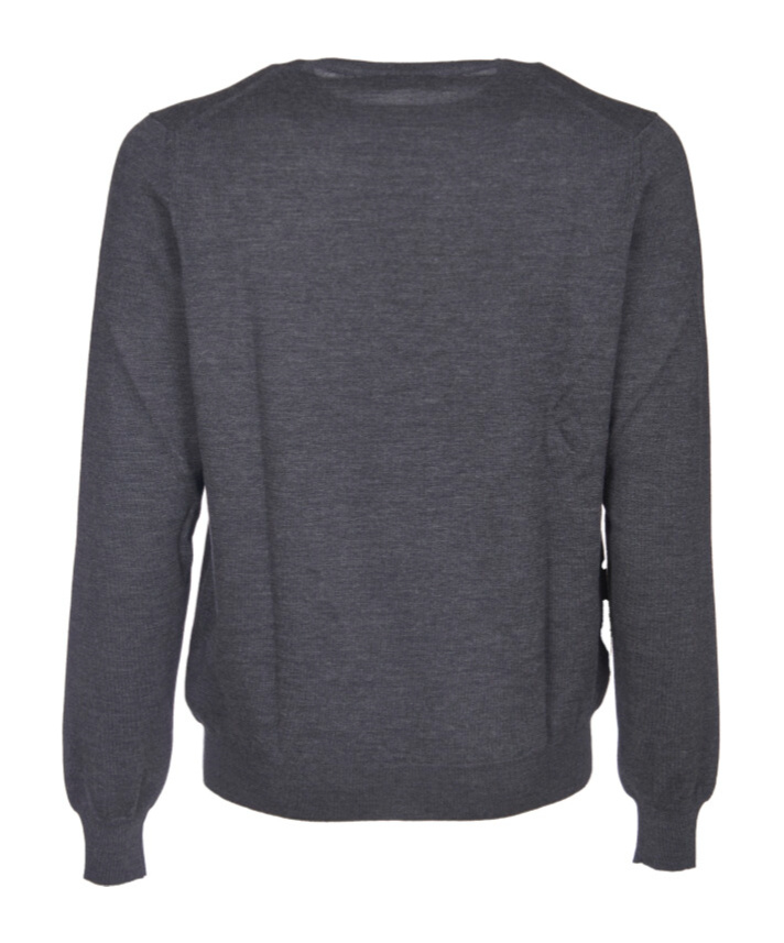 Fay Charcoal Grey Virgin Wool Sweater In Black