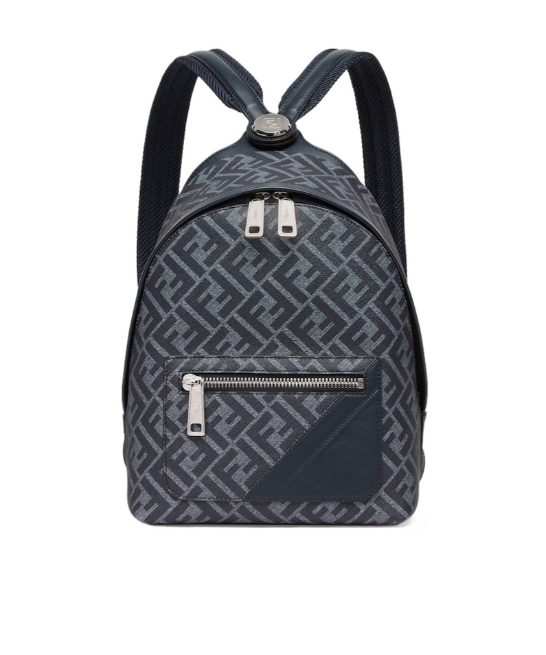 FENDI BLUE FF CANVAS BACKPACK