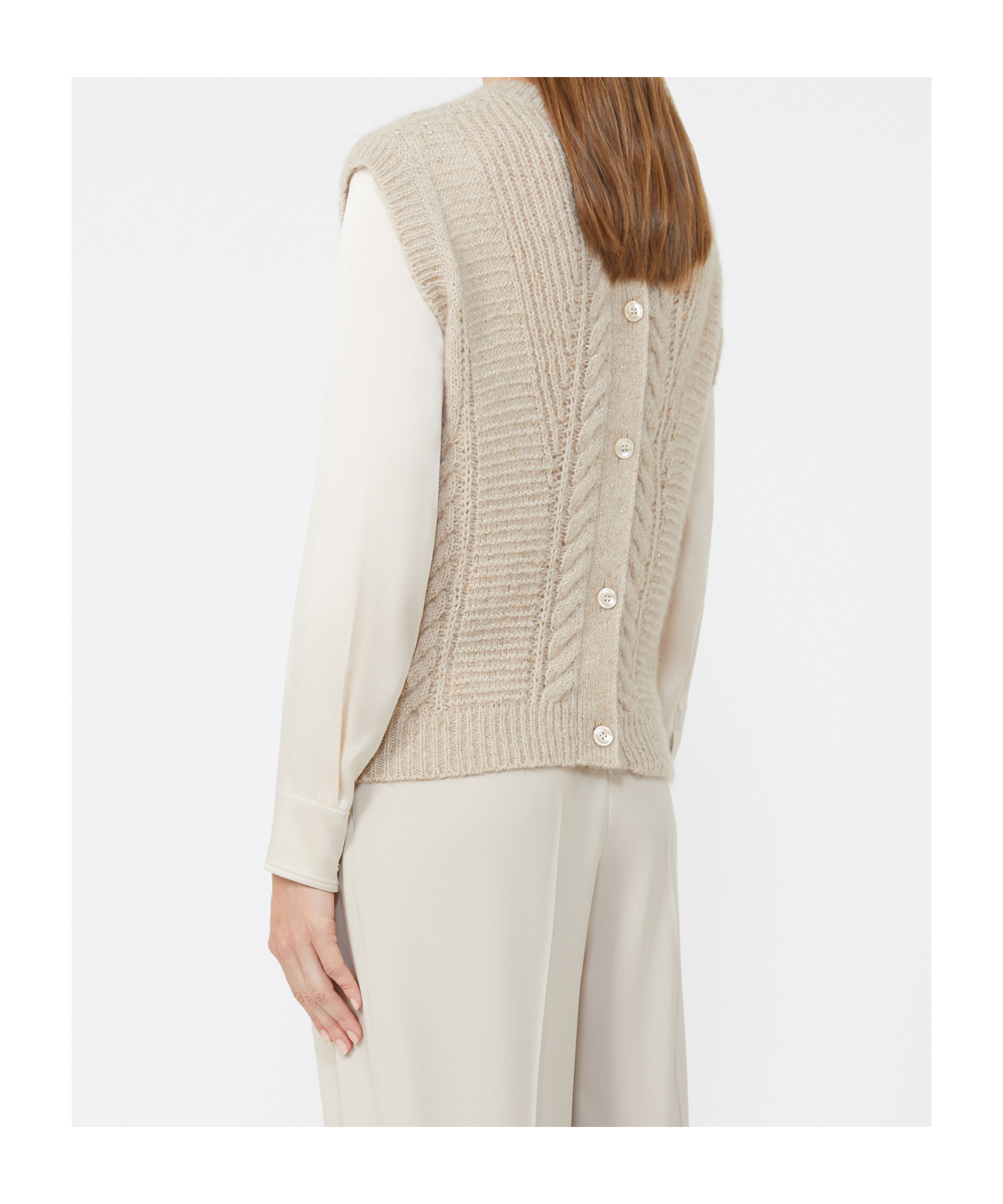 Max Mara Alpaca And Lurex Gilet In Neutral