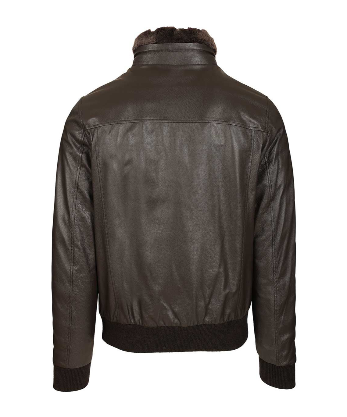 Moorer Long-sleeved Leather Jacket In Brown