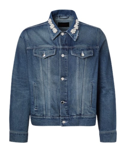 Simone Rocha Embellished Cropped Denim Jacket In Multi