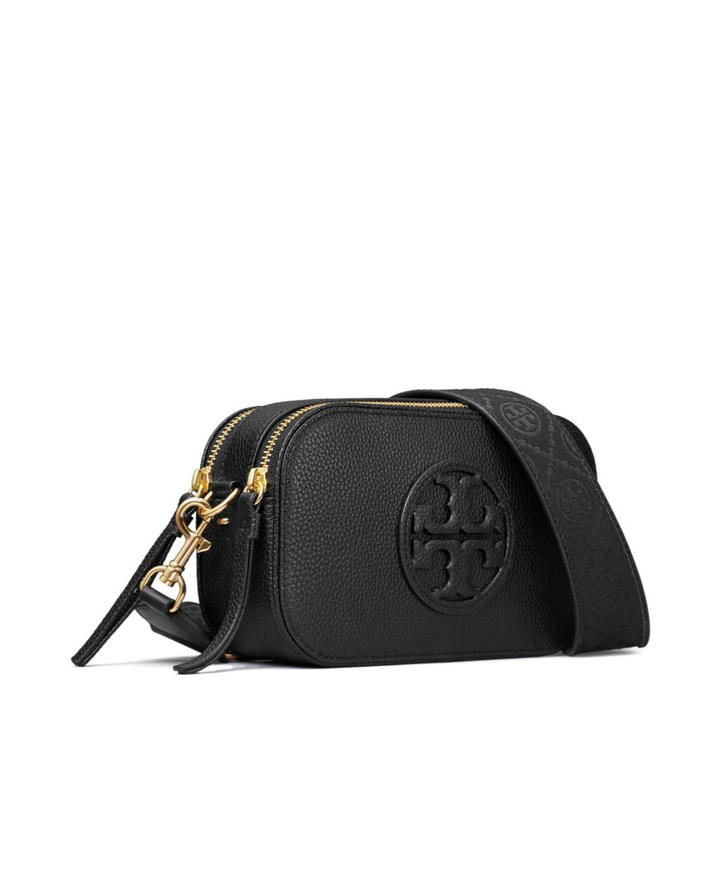 Tory Burch Miller Mini Logo Lambskin Crossbody Bag In Black