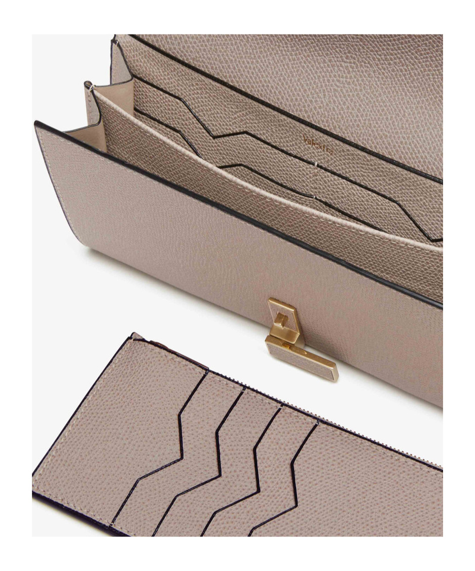 Valextra Foldover-top Chain-linked Wallet In Nude