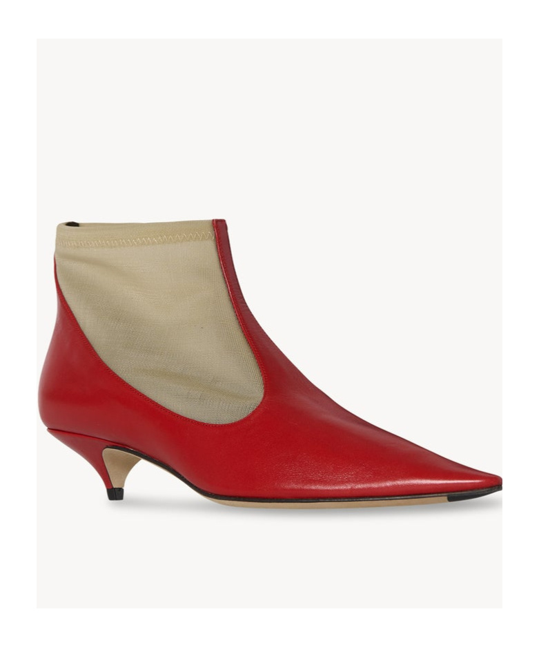 The Row Pointed Short Boots In Red