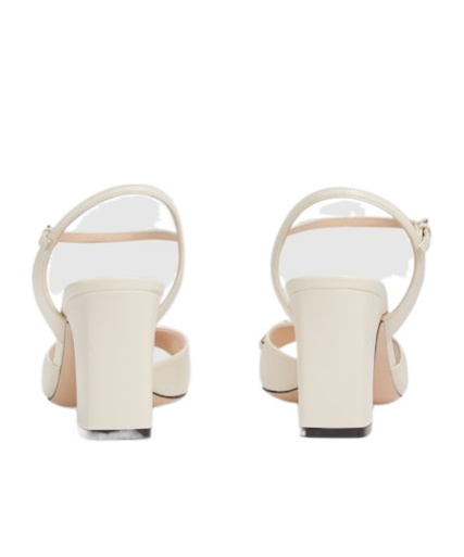 Gucci Leather Horsebit Heeled Sandals 75 In White