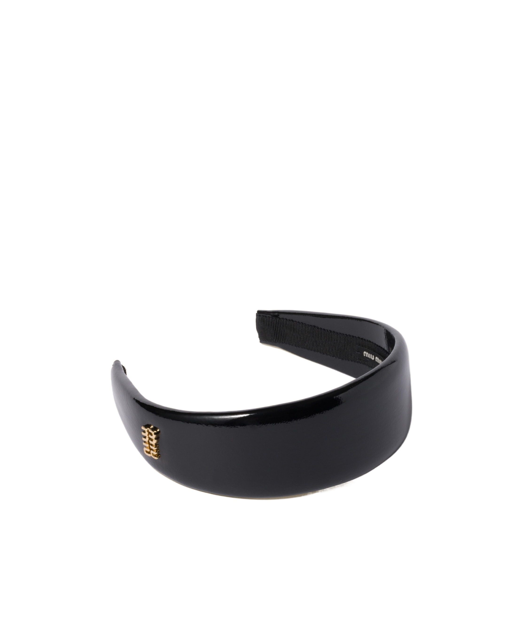 Miu Miu Painted Leather Headband In Black