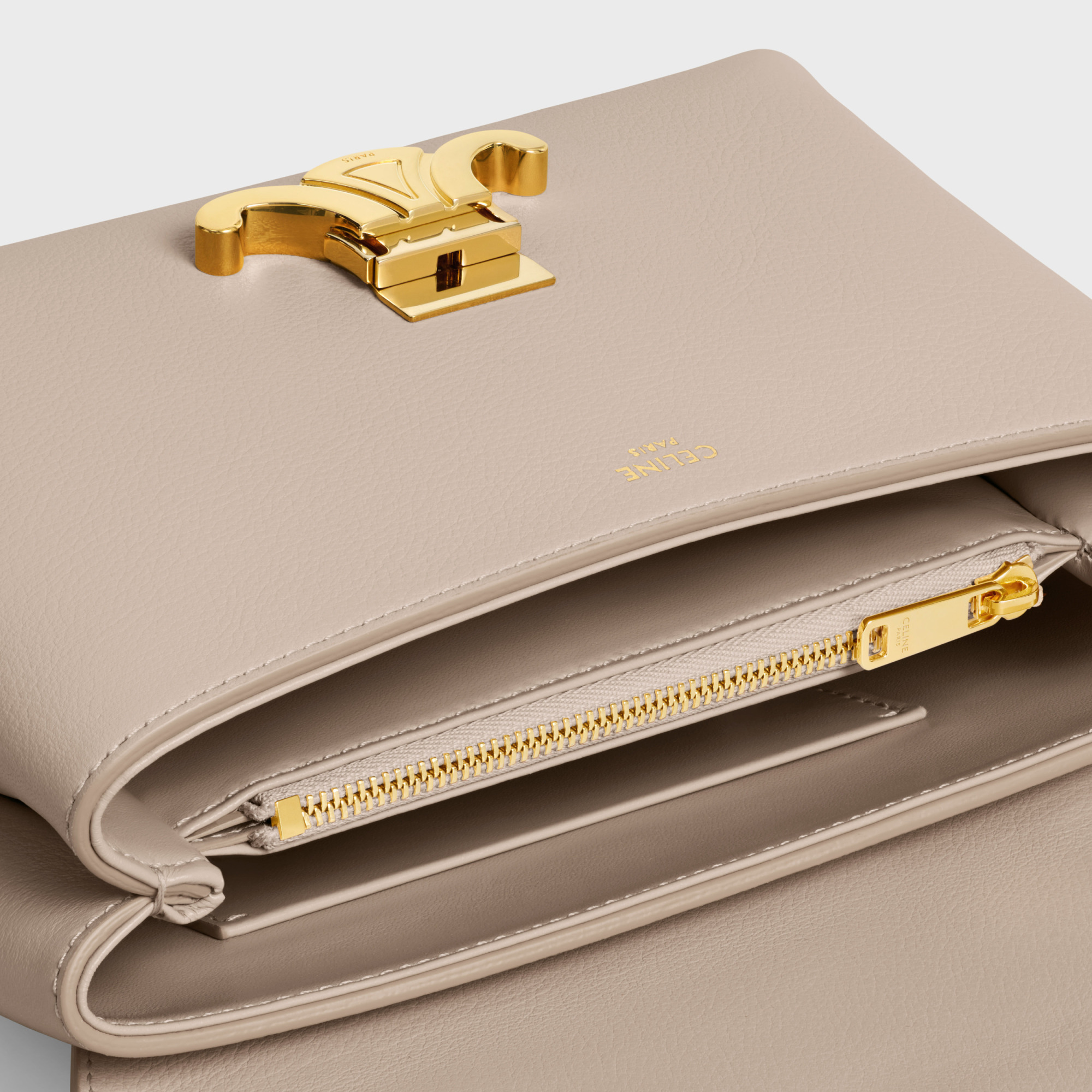Celine Ten Nino Logo Shoulder Bag In Nude