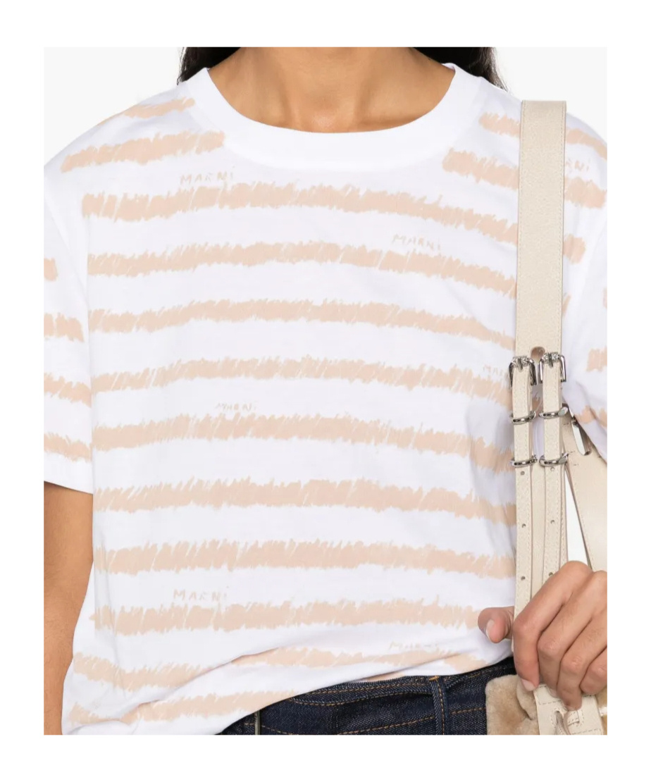 Marni Scribble Stripes T-shirt In White