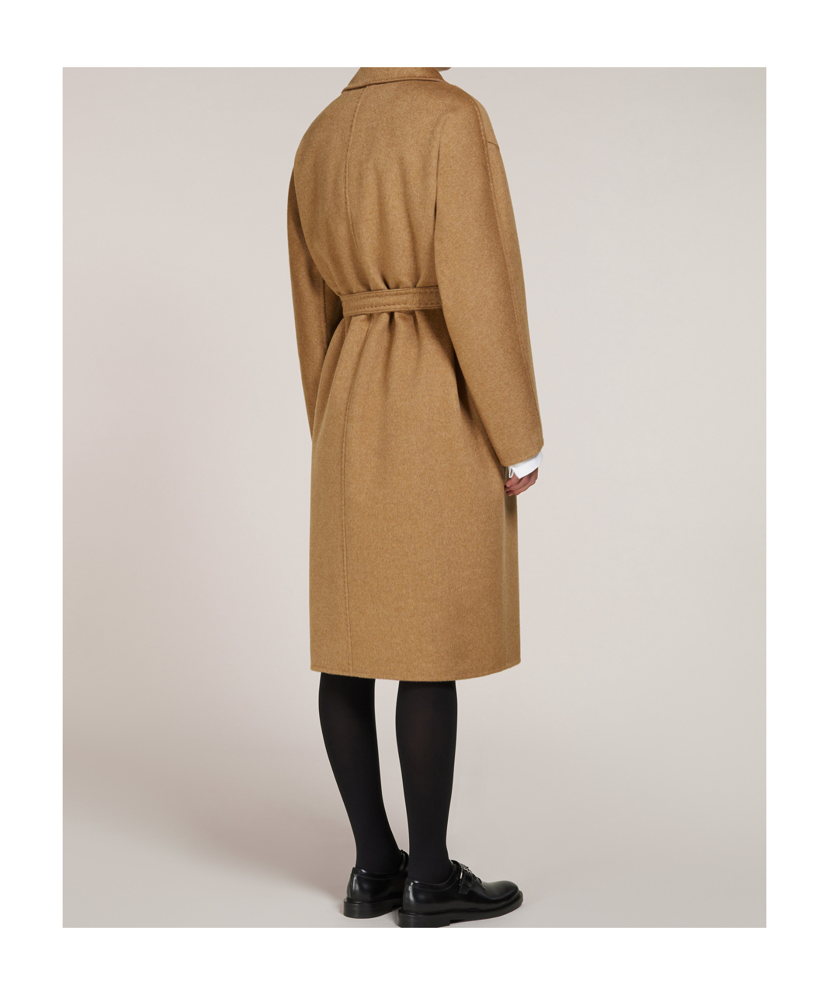 Max Mara Arona Double Face Virgin Wool Belted Coat In Nude