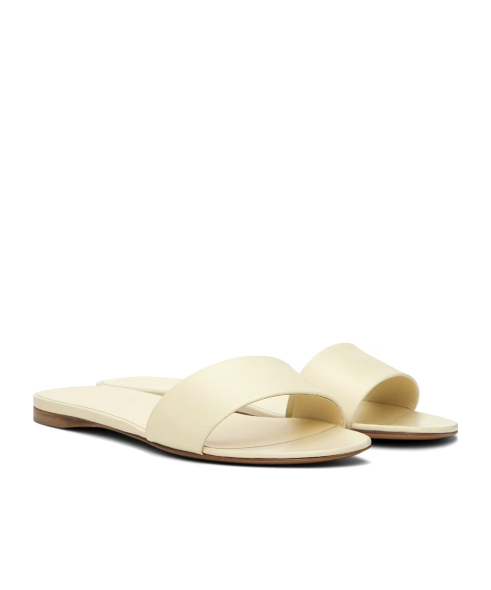 The Row Combo Leather Slides In Nude