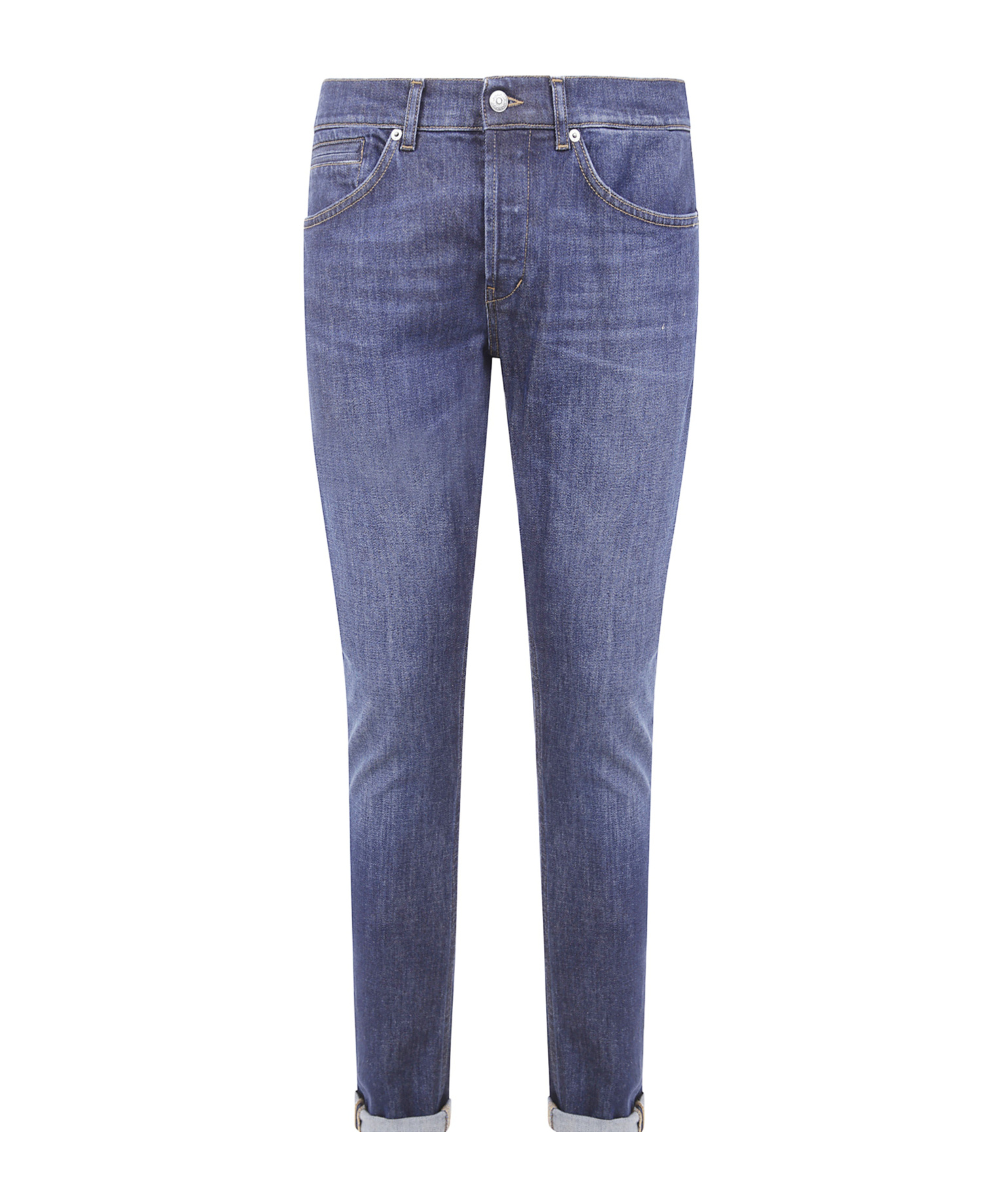 Dondup Flat Front Trousers With Diagonal Pockets In Blue