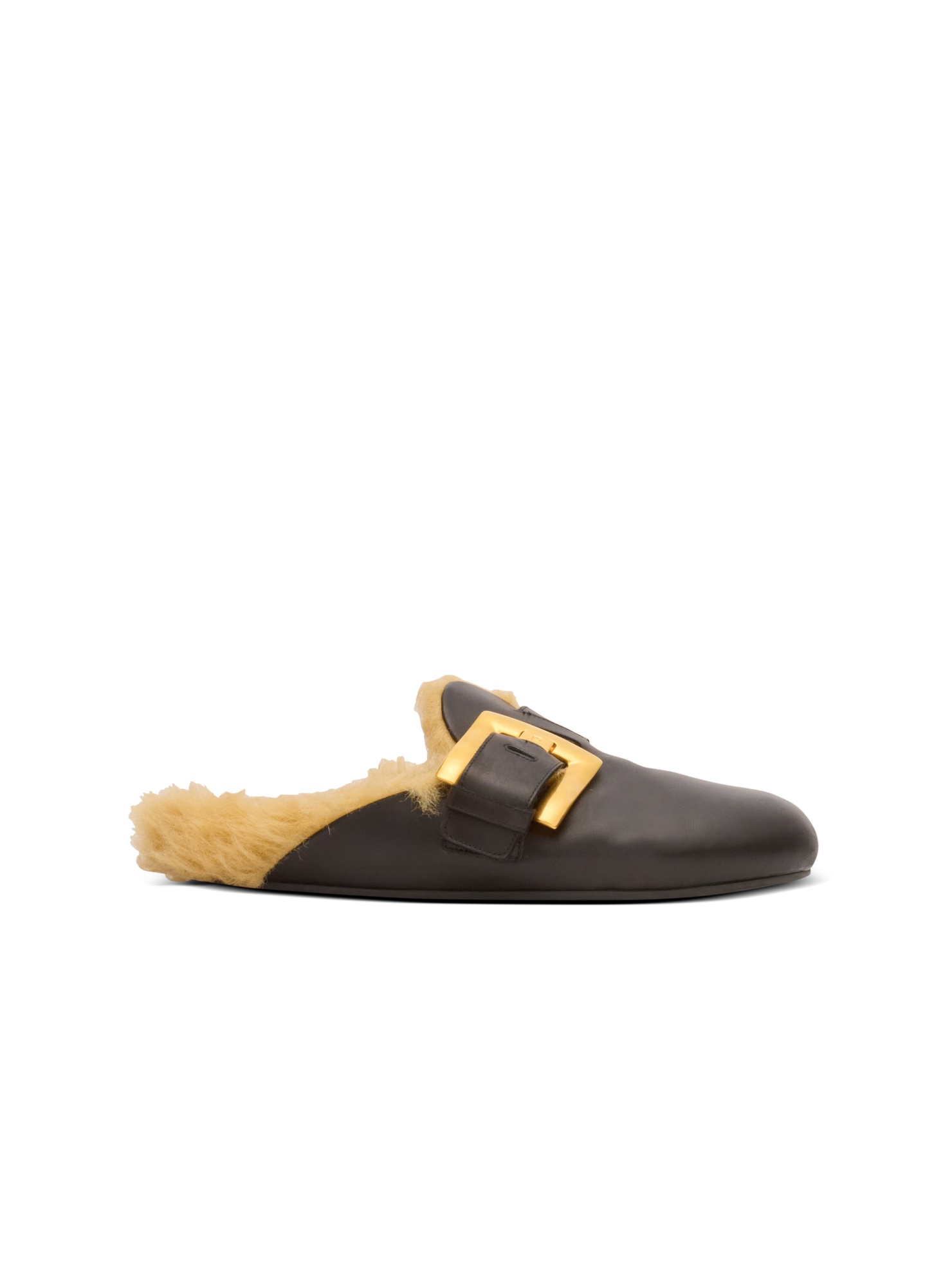 Balmain Anthem Leather And Faux Fur Clogs In Black