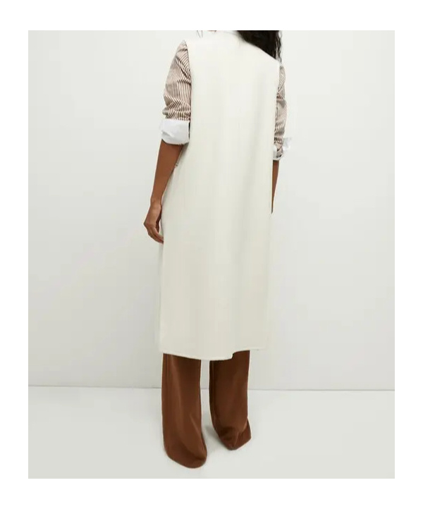 Veronica Beard Sleeveless Long Vest In White