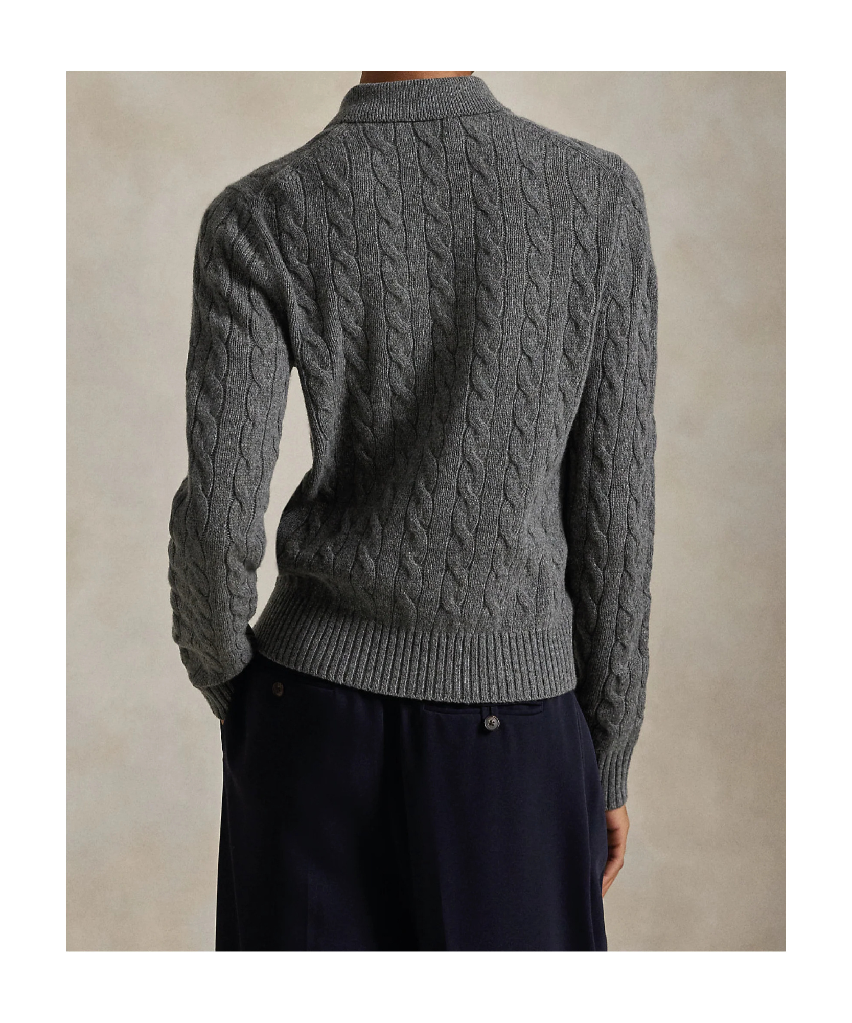 Polo Ralph Lauren Cable-knit Polo Shirt In Gray