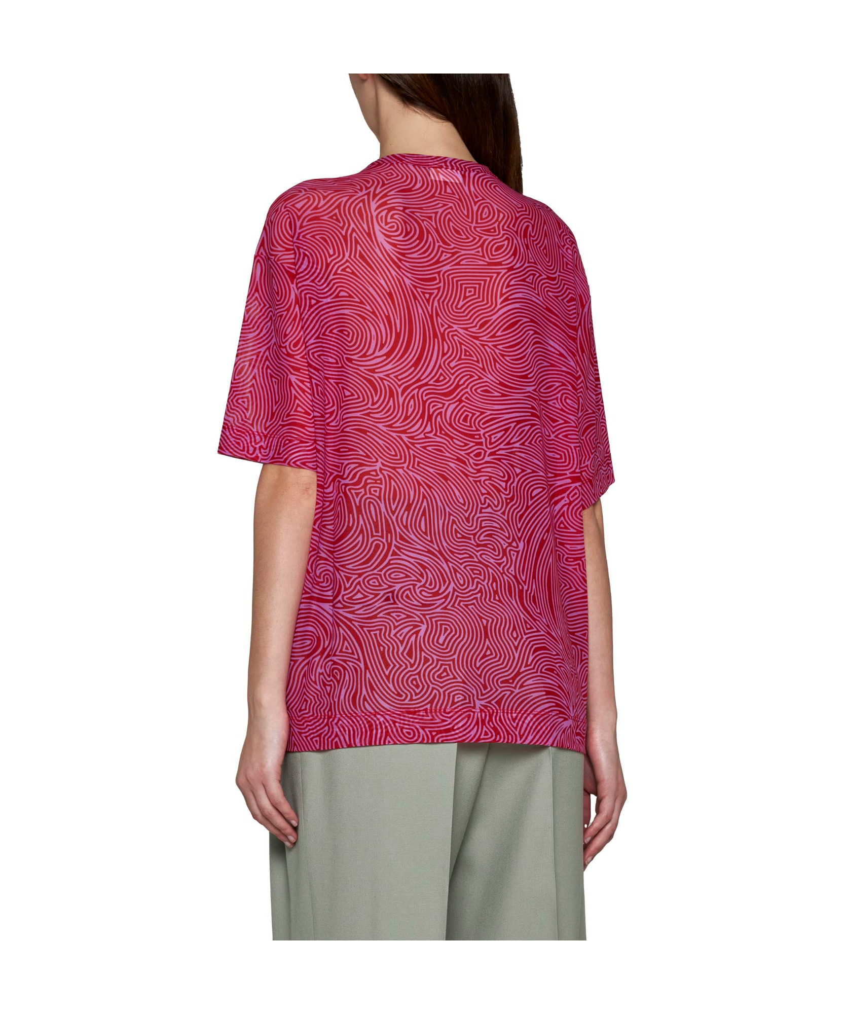 Dries Van Noten Print Mesh T-shirt In Pink