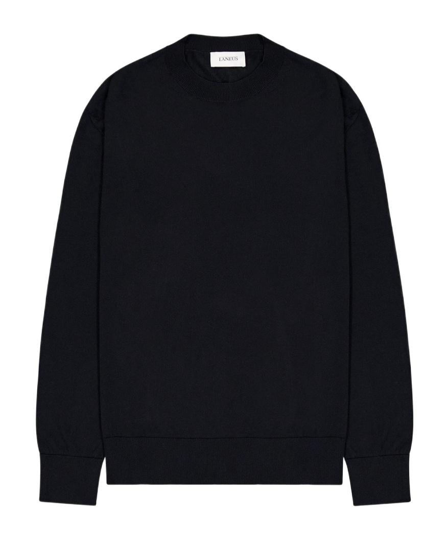 Laneus Relaxed Fit Polo Knitwear In Luxurious Wool-cashmere Blend In Black
