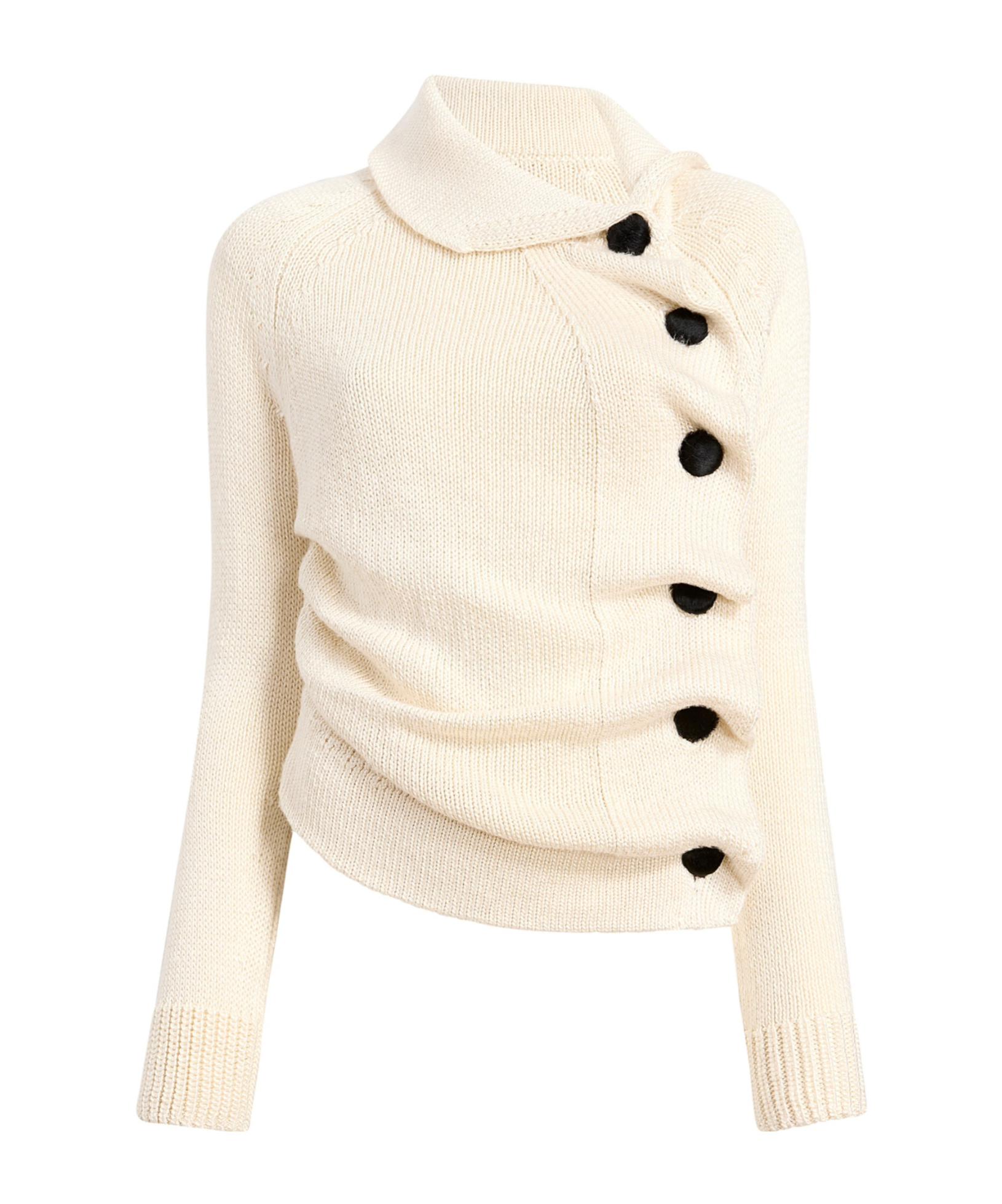 Khaite Lorrai Asymmetric Knit Silk Cardigan In Neutral