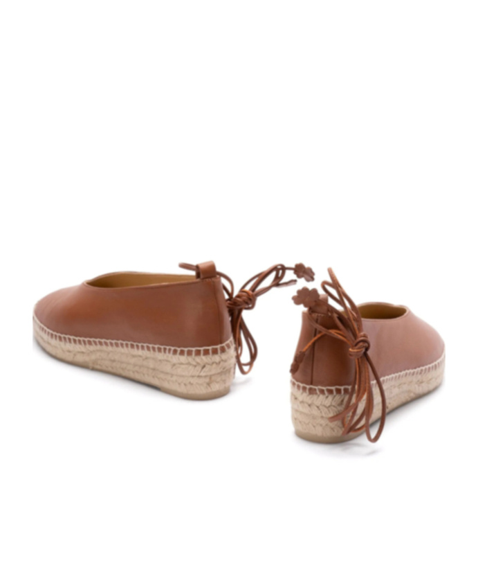 Castaã±er Leather Espadrilles With Braided Raffia Sole In Brown