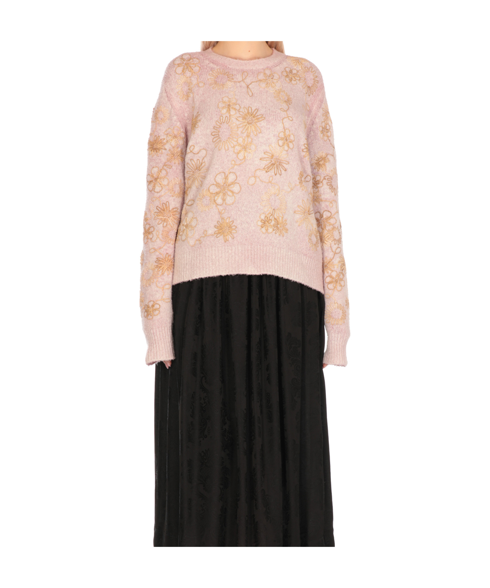 Avant Toi Embossed Floral Pattern Cotton Sweater In Pink