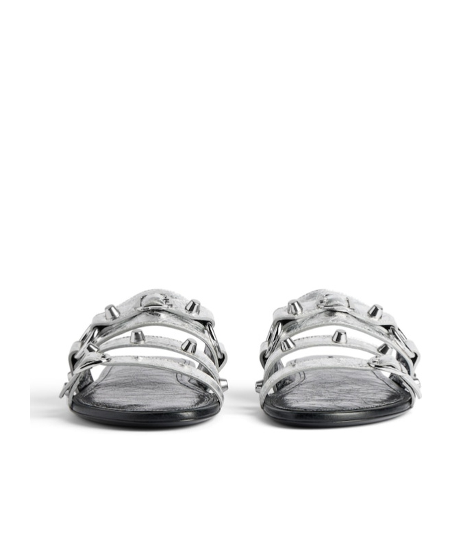 Balenciaga Buckle-detail Slides In Silver