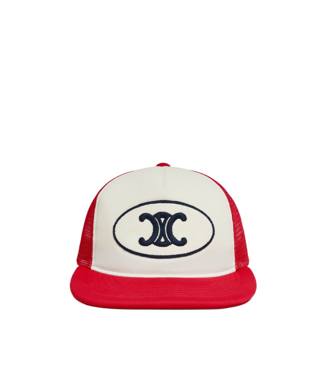 Celine Triomphe Embroidered Patch Hat In Red